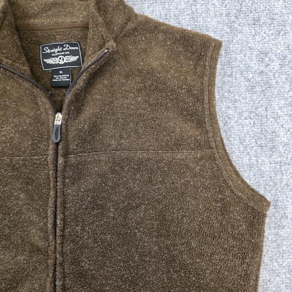 Straight Down Vest Womens XL Brown Fleece Shinnecock Golf 1891 Full Zip Pockets - Picture 15 of 16